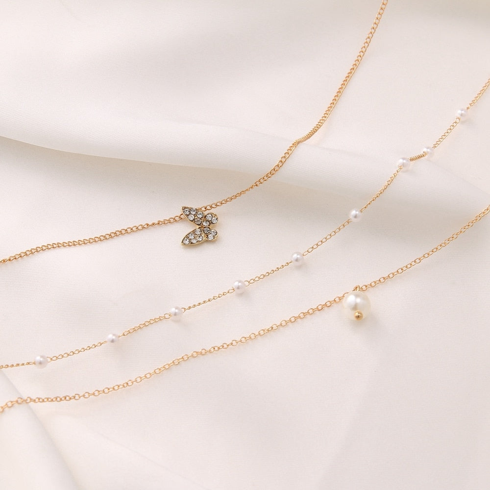 Vintage Multilayer Pendant Butterfly Necklace