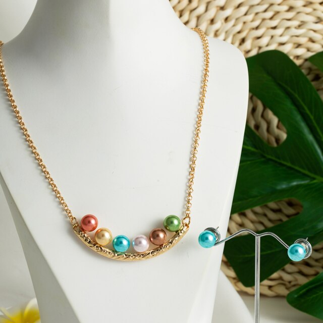 Gold Filled Polynesian Pacific Colorful Pearl Smile Jewelry Sets