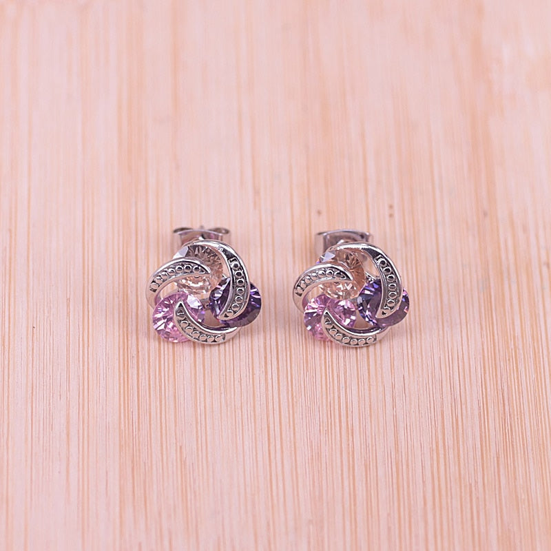 Colorful Lucky Circle Silver Color Jewelry Set