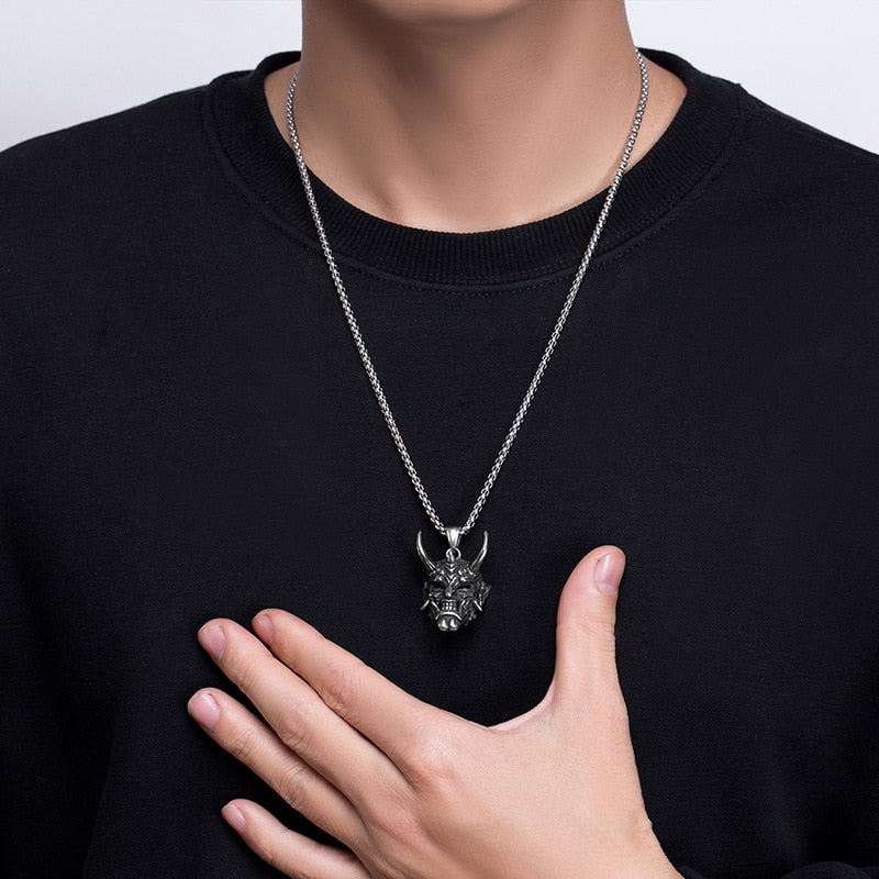 Vintage Punk Ghost Skull Mask Pendant Necklace