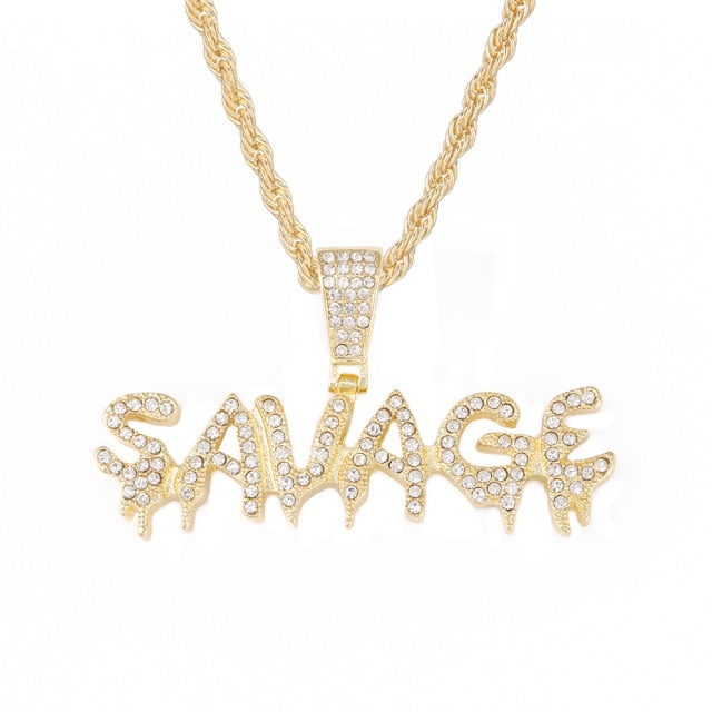 Bling Bling Savage Letter Necklace & Pendant