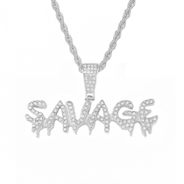 Bling Bling Savage Letter Necklace & Pendant