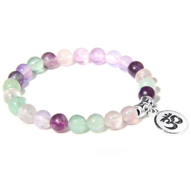 Handmade Natural Stone Lotus Ohm Buddha Beads Bracelet