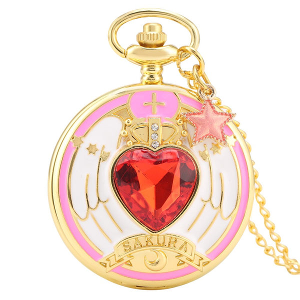 Elegante reloj de bolsillo con caja estampada para mujer