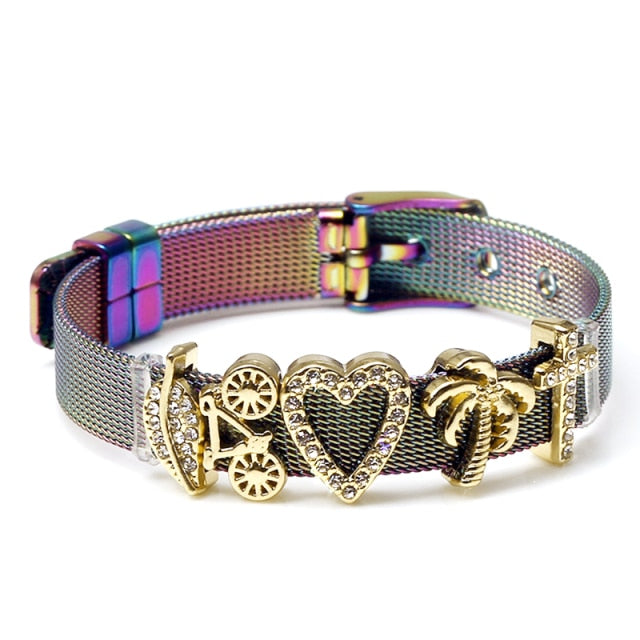 Colorful Stainless Steel Mesh Watch Belt Bracelets For Women