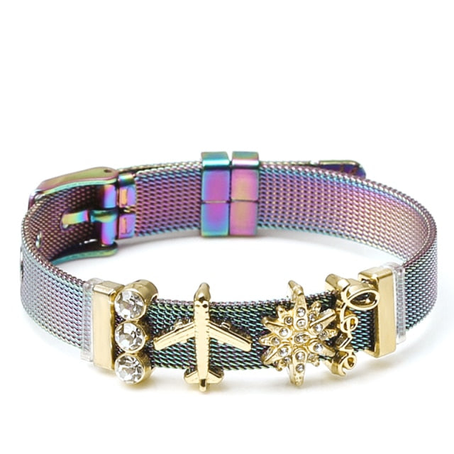 Colorful Stainless Steel Mesh Watch Belt Bracelets For Women