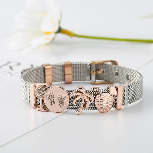 Colorful Stainless Steel Mesh Watch Belt Bracelets For Women