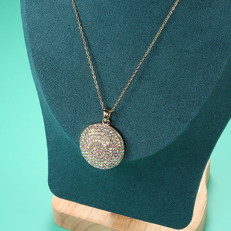 Fashion Colorful Crystal Women Big Rings Necklace Jewelry Sets