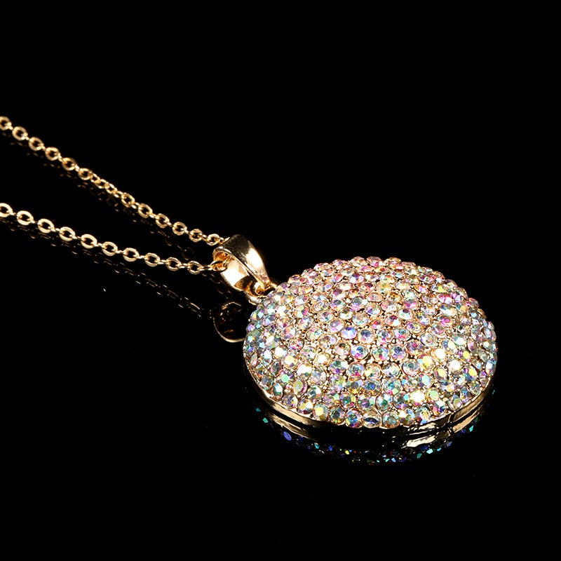 Fashion Colorful Crystal Women Big Rings Necklace Jewelry Sets