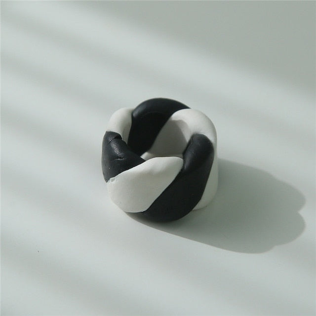 Bohemia Colorful Stripe Geometric Wide Rings for Women