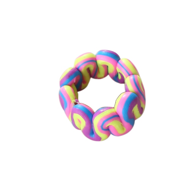 Bohemia Colorful Stripe Geometric Wide Rings for Women