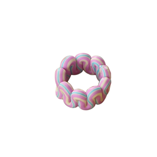 Bohemia Colorful Stripe Geometric Wide Rings for Women