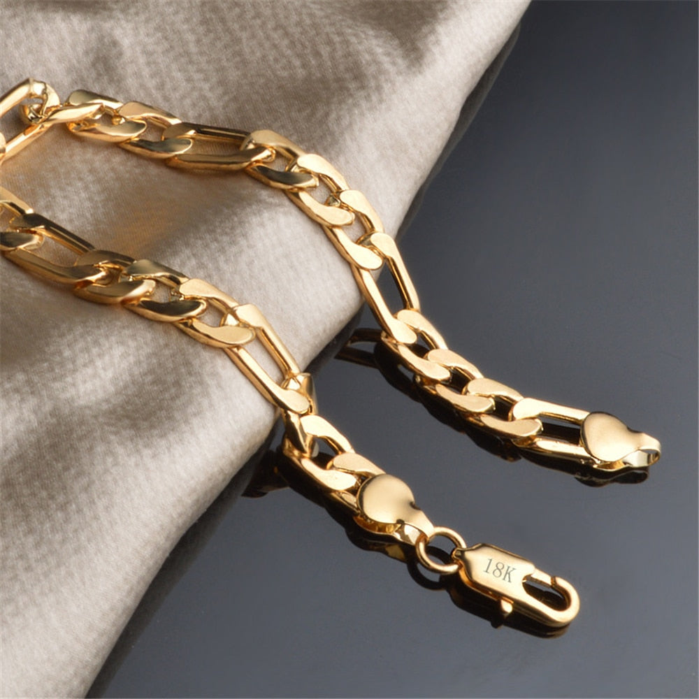 8mm Figaro Chain Bracelet Necklace 2 pcs Jewellery Set