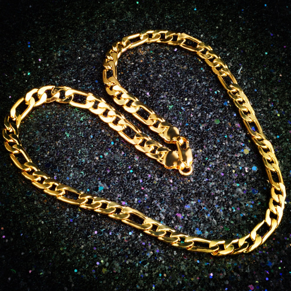 8mm Figaro Chain Bracelet Necklace 2 pcs Jewellery Set