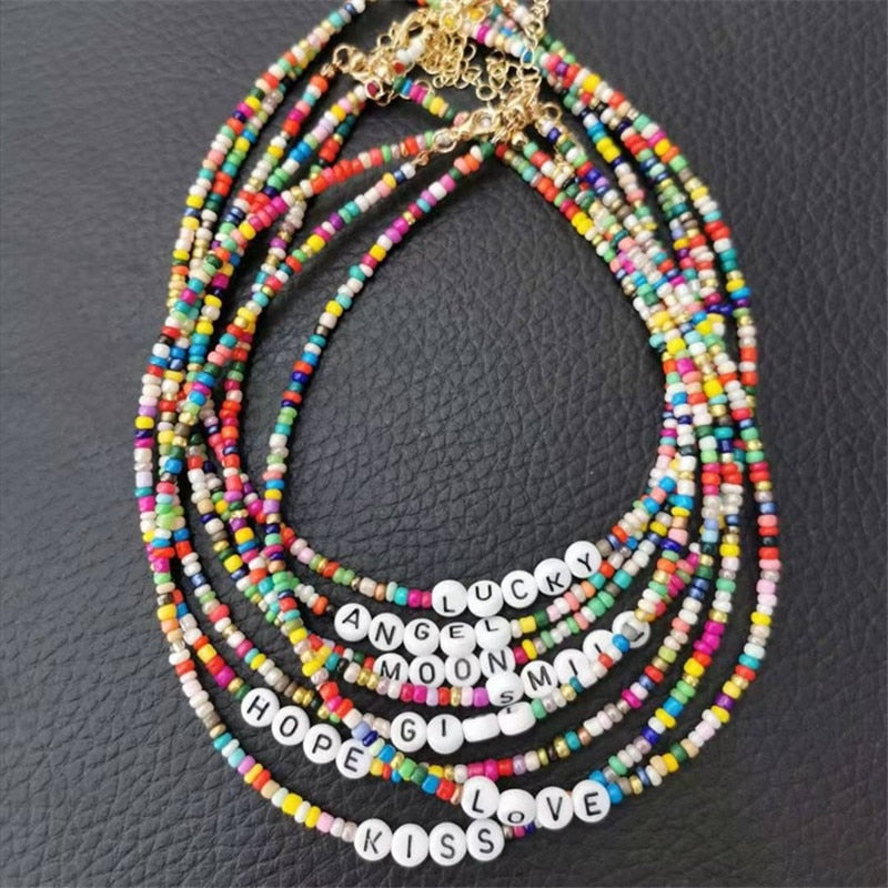 Boho Handmade Diy Rice Bead Necklace