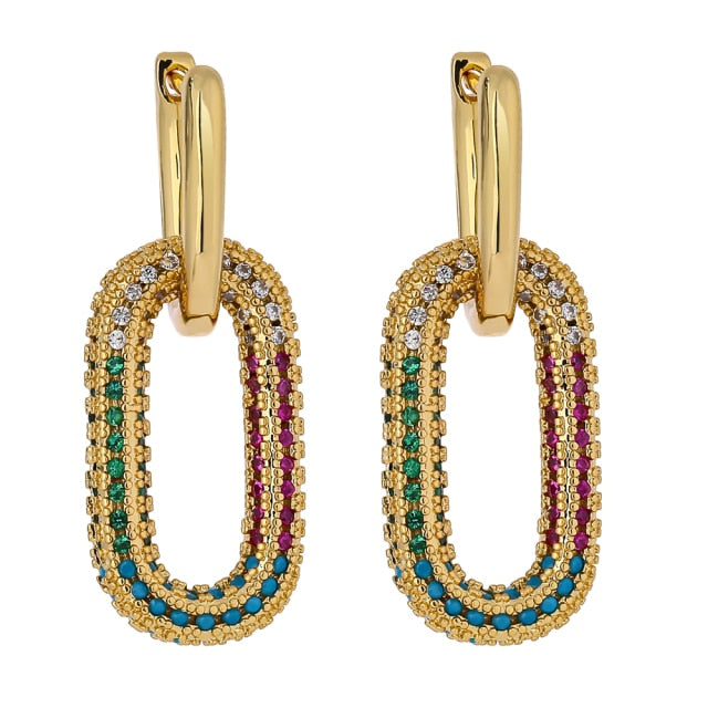 New Exquisite Shiny Cubic Zirconia Geometric Drop Earrings