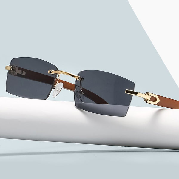 Gafas de sol de moda sin montura, cuadradas, con protección UV400, en azul y verde.