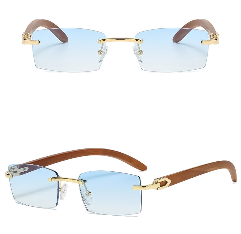fashion sunglasses rimless blue green uv400 sqaure sun glasses