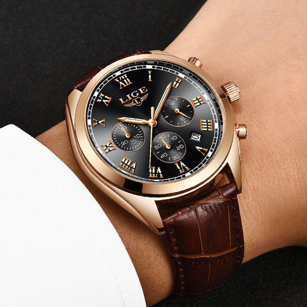 Reloj de cuarzo resistente al agua de lujo para hombre, de negocios y de moda.