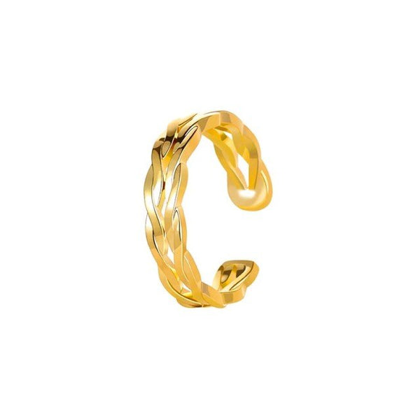 Pendiente de clip redondo dorado estilo punk sin perforación para mujer