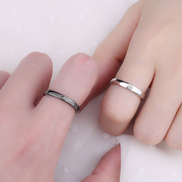 2 anillos de pareja de amantes del sol y la luna