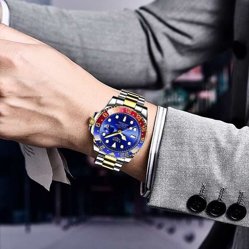 Luxury Stainless Steel Watch for Men Waterproof Calendar Clock Male Wristwatch
