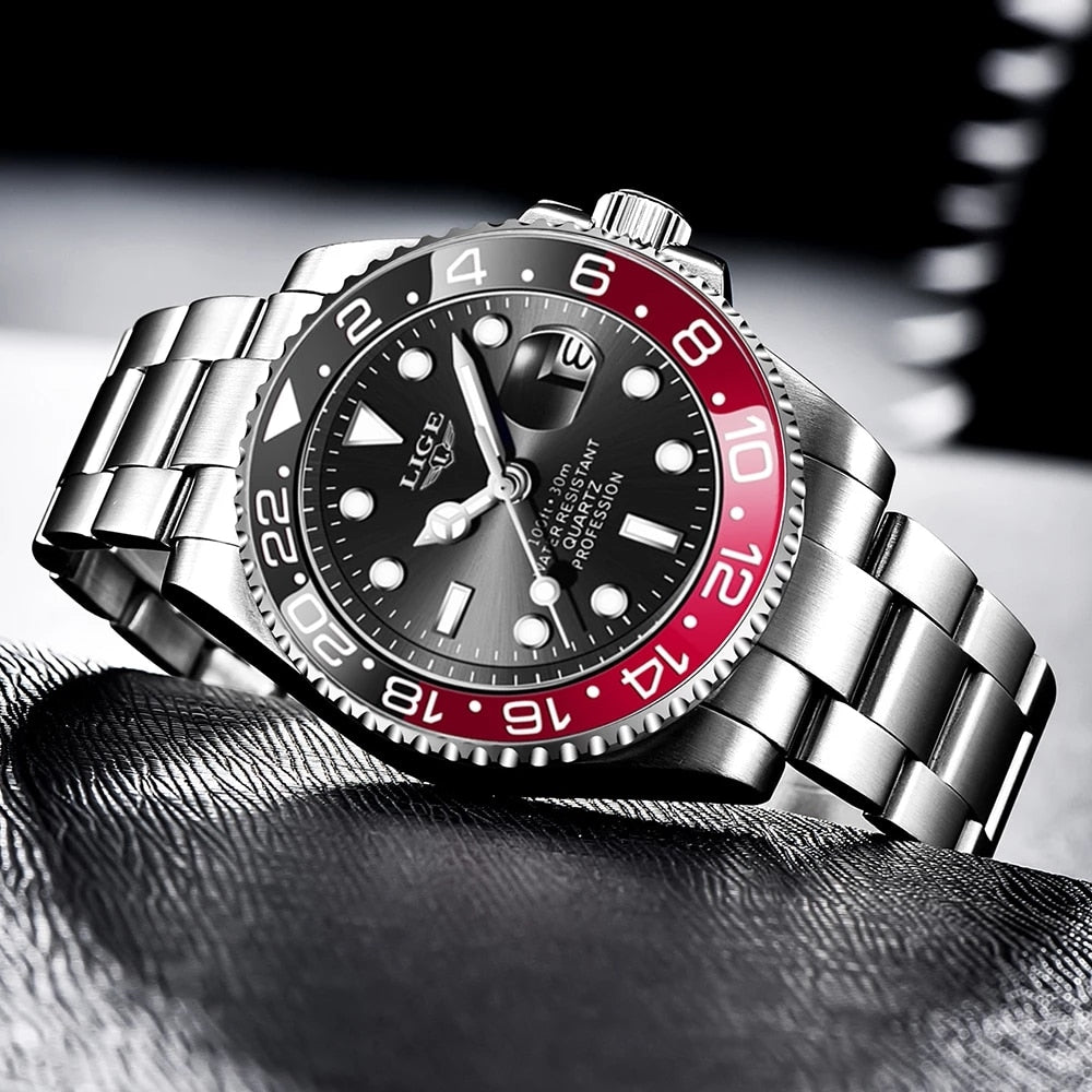 Luxury Stainless Steel Watch for Men Waterproof Calendar Clock Male Wristwatch