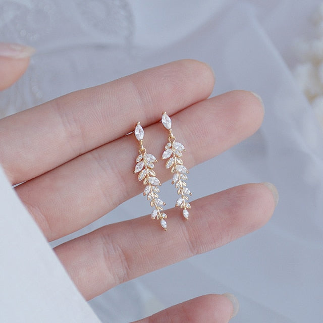 Luxury 14K Real Gold Plated Leaves Earring