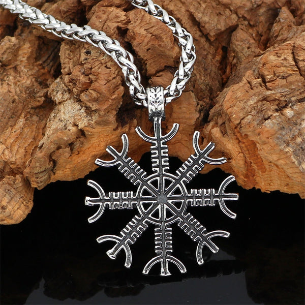 Colgante de brújula con amuleto rúnico vikingo Vegvisir para hombre