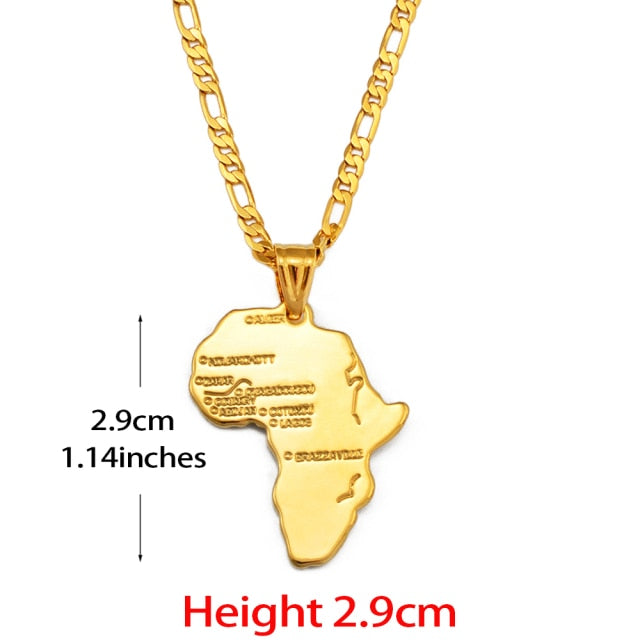 Africa Map Pendant Necklace Women Men