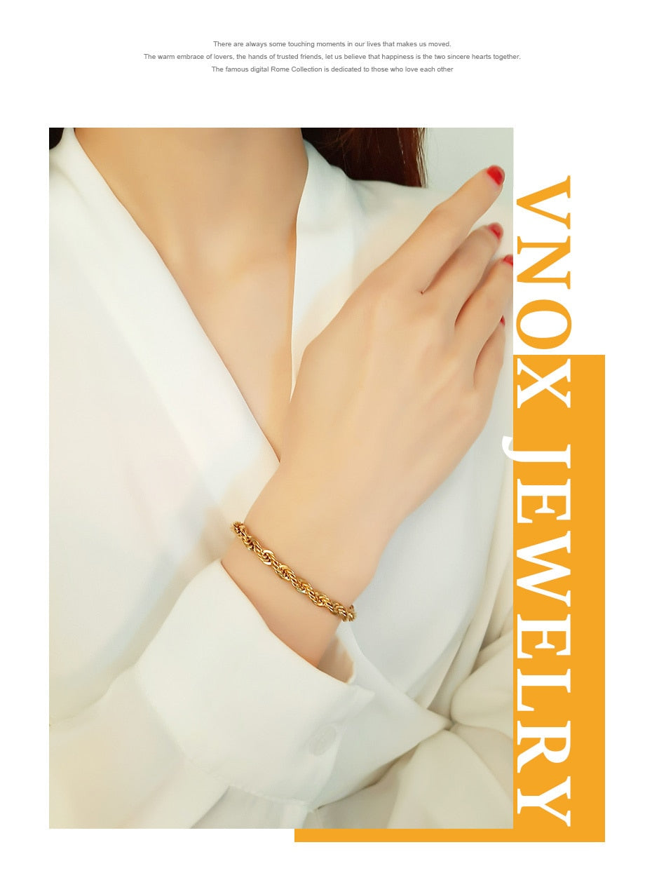 Charming Flash Twisted Rope Chain Bracelets for Women