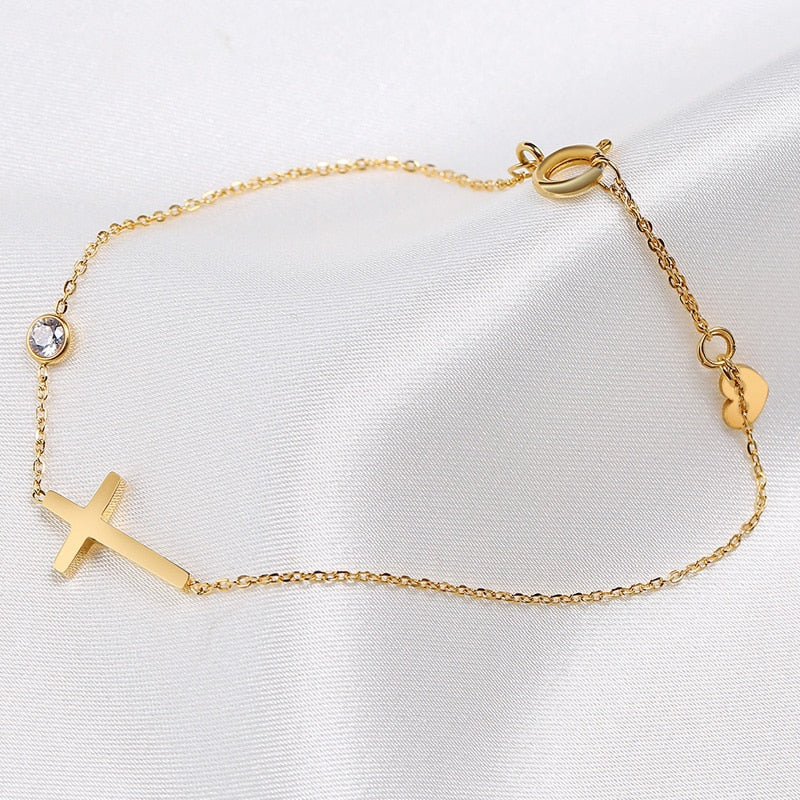 Ultra Thin Chain Link Cross Bracelet