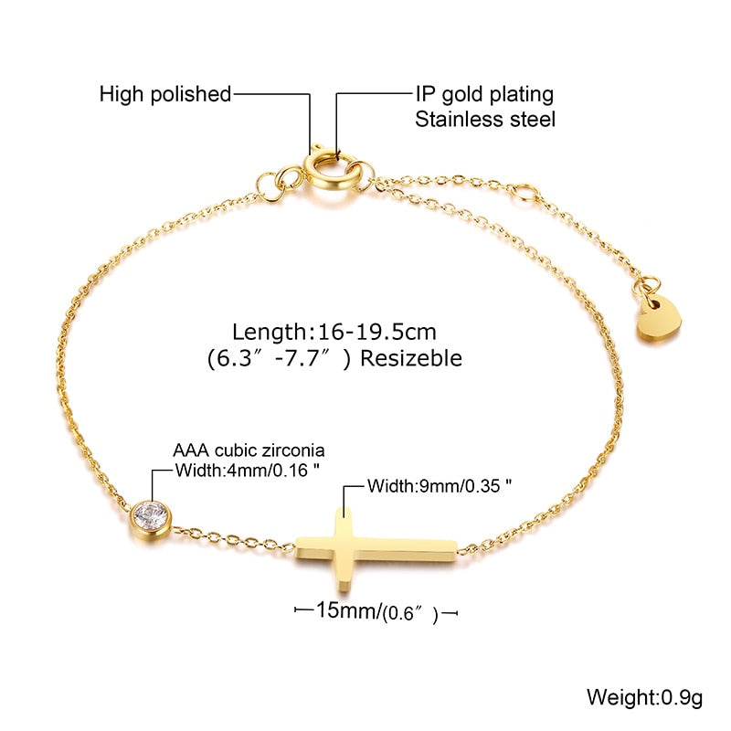 Ultra Thin Chain Link Cross Bracelet