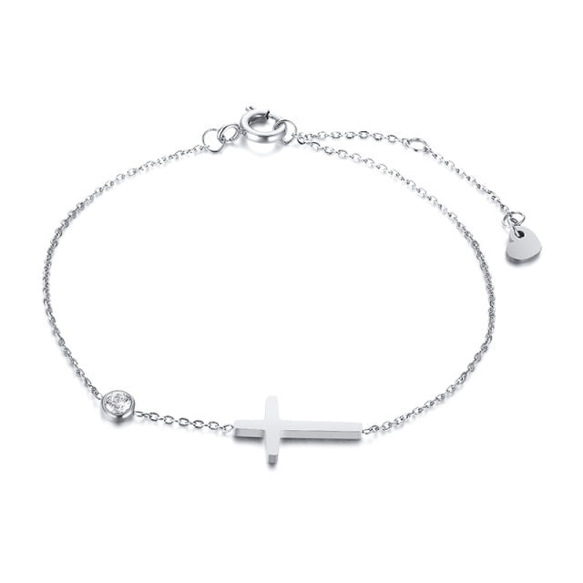 Ultra Thin Chain Link Cross Bracelet