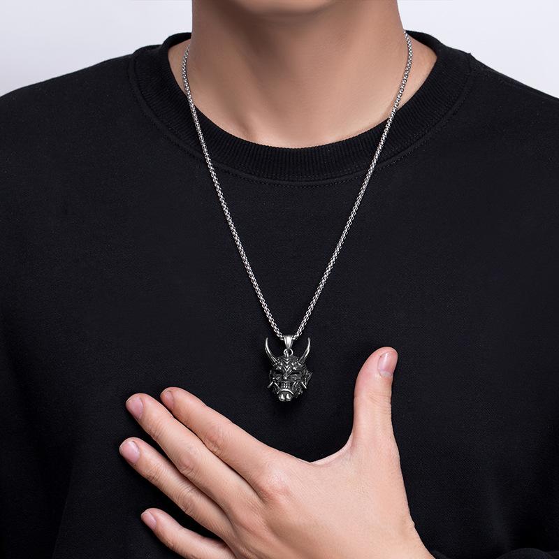 Vintage Punk Ghost Skull Mask Pendant Necklace