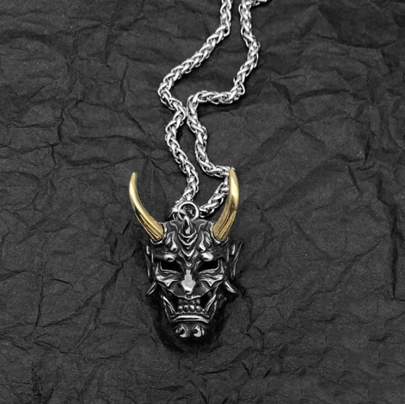 Vintage Punk Ghost Skull Mask Pendant Necklace