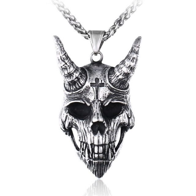 Vintage Punk Ghost Skull Mask Pendant Necklace