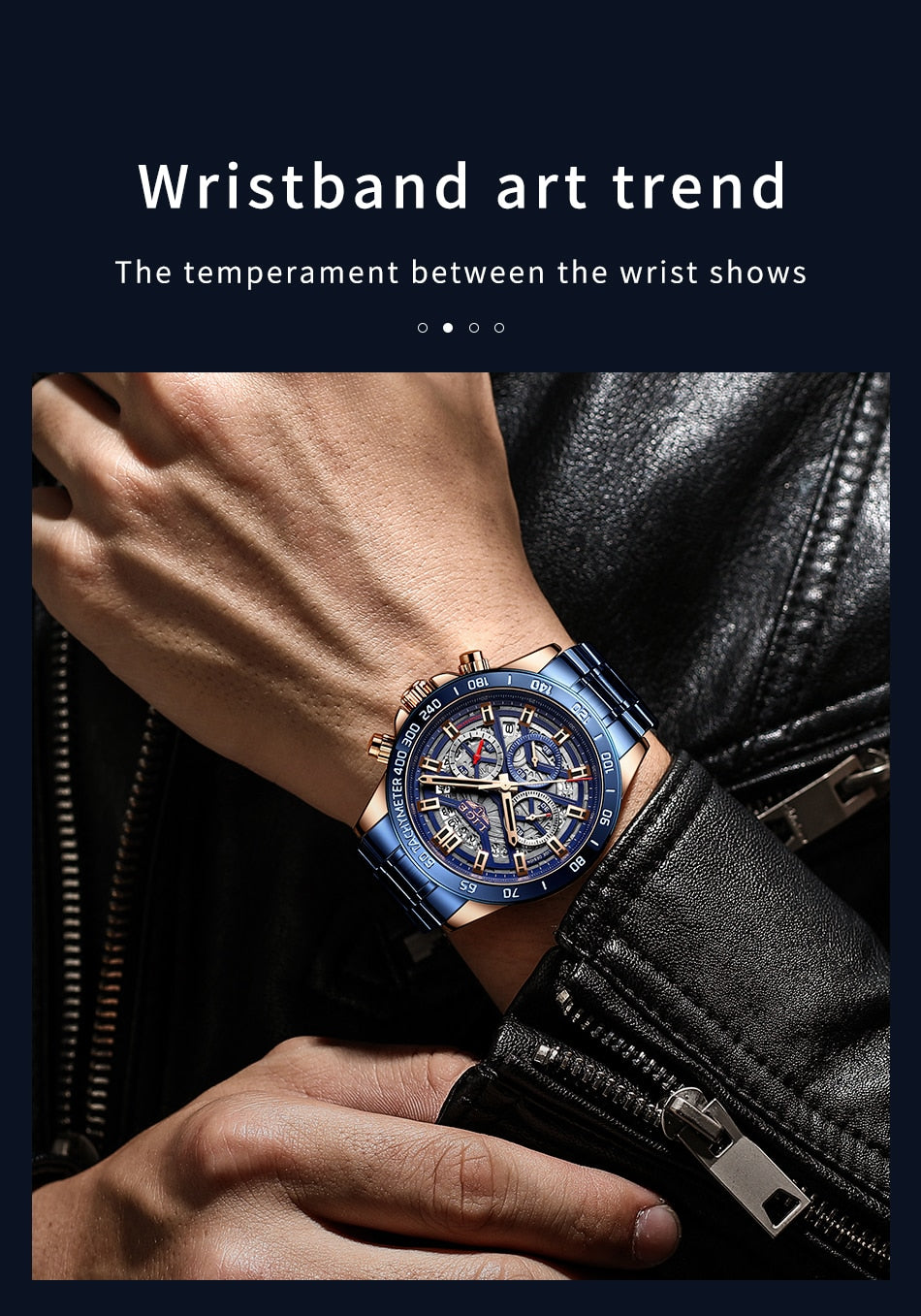 Stainless Steel Top Brand Luxury Sports Chronograph Quartz Watch