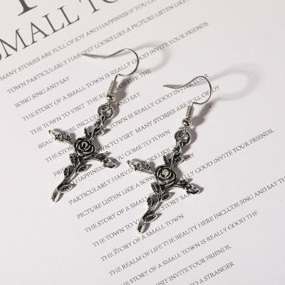 Cross Drop Stud Earrings for Women Simple Earrings