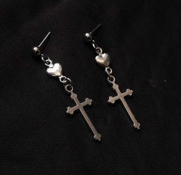 Cross Drop Stud Earrings for Women Simple Earrings