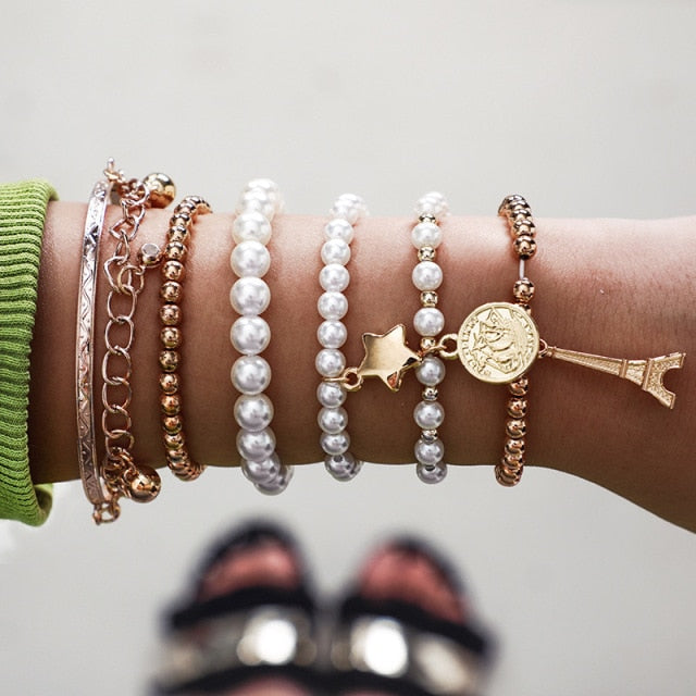 Bohemian Mixed Golden Shell Starfish Bracelet Women