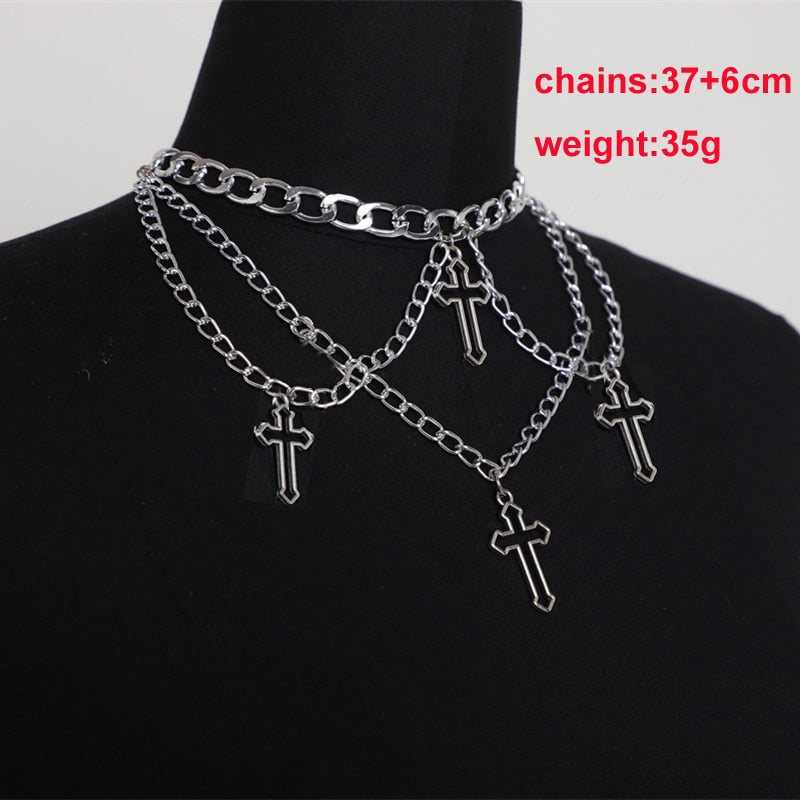 Fashion Gothic Cross Pendant Choker Necklace