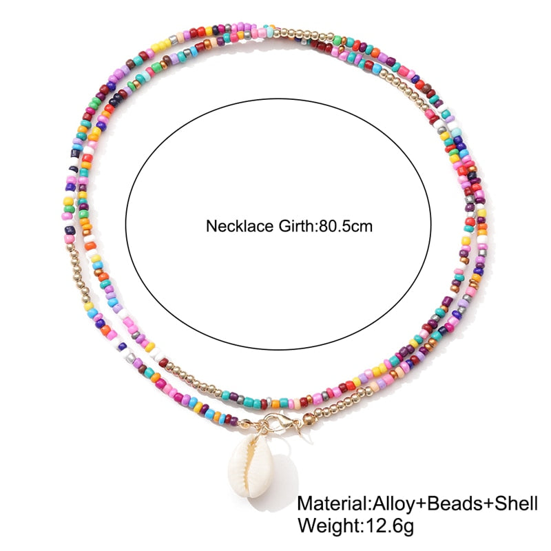 Bohemian Colorful Bead Shell Necklace