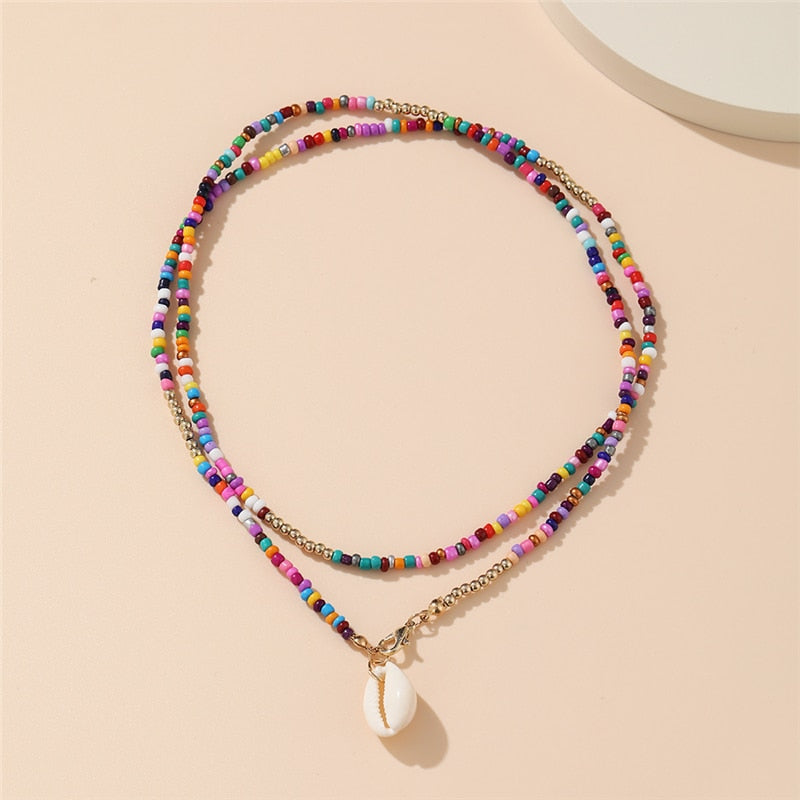 Bohemian Colorful Bead Shell Necklace
