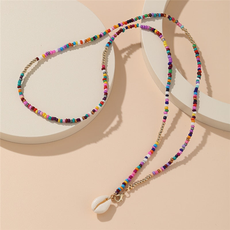 Bohemian Colorful Bead Shell Necklace