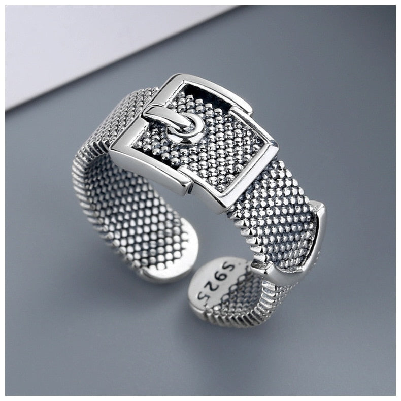 Genuine Silver Color Belt Rings for Women Simple Solid Silver Rings