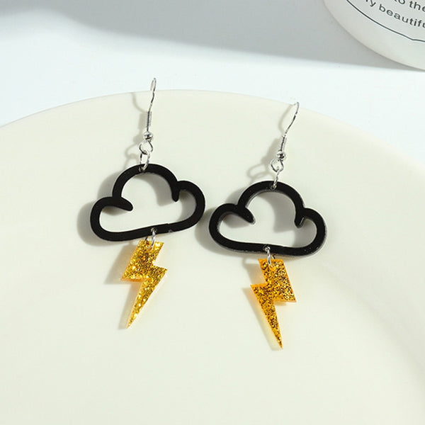 Pendientes acrílicos con diseño de nubes y relámpagos