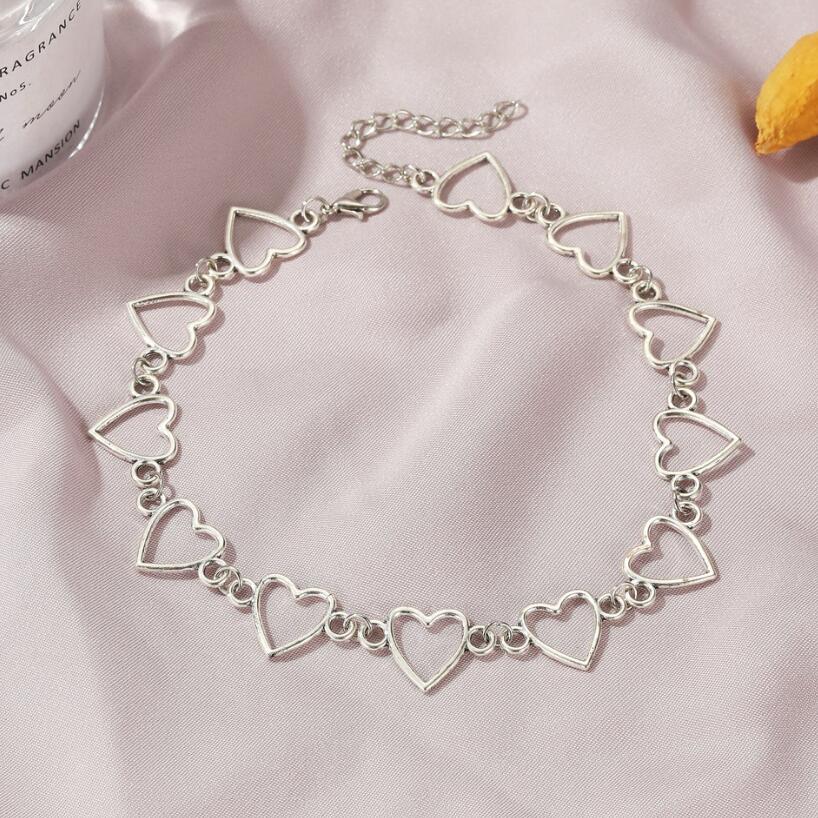 Hollow Heart Neck Chains Choker Necklaces