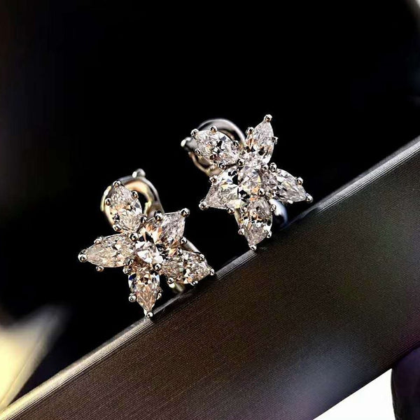 Pendientes de plata de ley 925 con brillantes diamantes de alto carbono para mujer