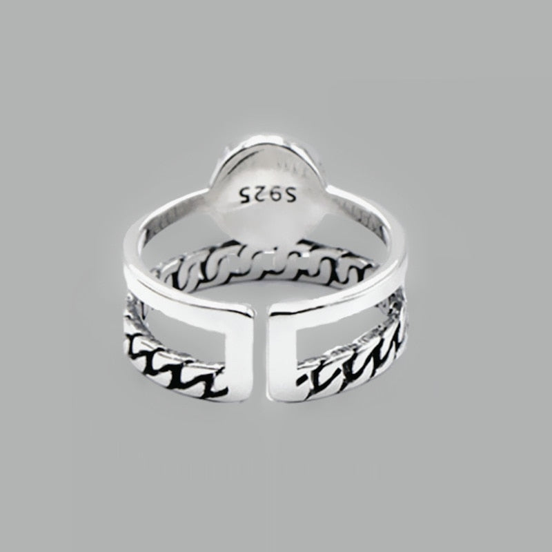 2 layered black Minimalist Thin Circle Gem Rings